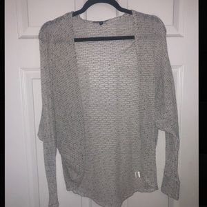 white cardigan (black speckled)